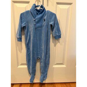 Ralph Lauren boys blue velvet shawl neck footed outfit size 9 months